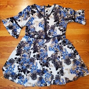 Lane Bryant floral swing floral dress blue sz 16